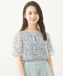 Maison de CINQ / メゾン ドゥ サンク シャツ・ブラウス | 【小さいサイズ】タックスリーブシフォンプリントブラウス/洗える