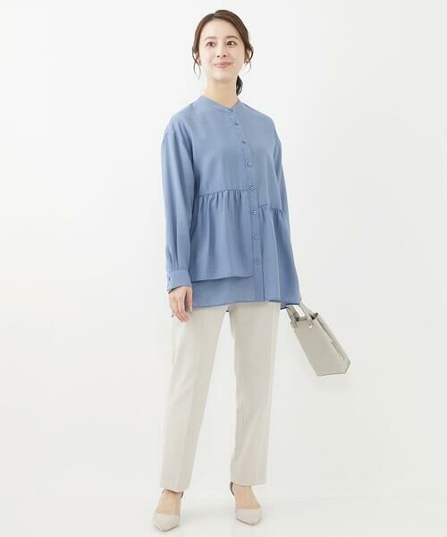 Maison de CINQ / メゾン ドゥ サンク シャツ・ブラウス | 【小さいサイズ】ペプラムデザインバンドカラーブラウス/洗える | 詳細25