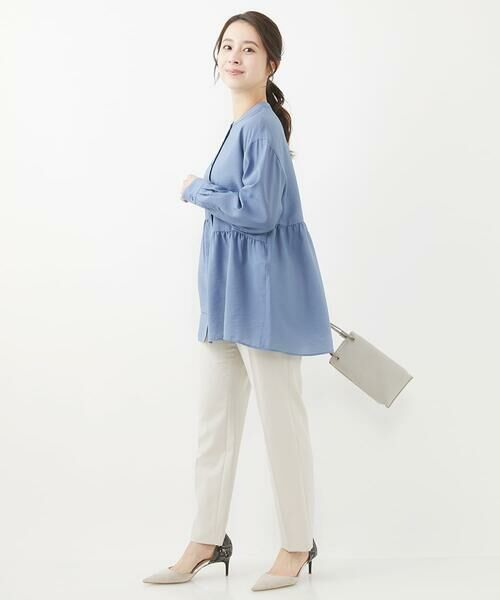 Maison de CINQ / メゾン ドゥ サンク シャツ・ブラウス | 【小さいサイズ】ペプラムデザインバンドカラーブラウス/洗える | 詳細26