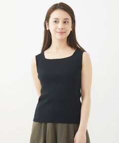 Maison de CINQ / メゾン ドゥ サンク タンクトップ | 【小さいサイズ】スクエアネックリブニットタンクトップ/洗える