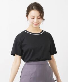 【小さいサイズ】配色ネックデザインTシャツ/接触冷感/洗える