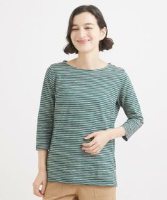 Maison de CINQ / メゾン ドゥ サンク カットソー | [日本製]サーブル天竺ボートネック7分袖カットソー(ボーダー)