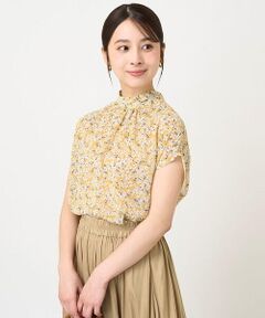 【小さいサイズ】小花柄シフォンブラウス/2way/洗える