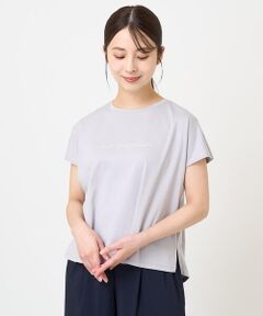 【小さいサイズ】フレンチスリーブ ロゴTシャツ/接触冷感/洗える/きれいめ派に