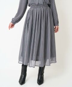 【小さいサイズ】幾何柄シフォンスカート/丈の長さが選べる/セットアップ対応/洗える