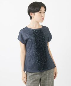 スパンコール刺繍フレンチスリーブカットソー