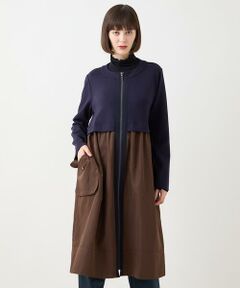 【小さいサイズ/洗える】タフタジョイントフロントジップワンピース