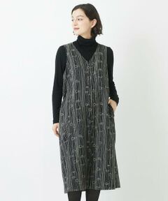 Maison de CINQ / メゾン ドゥ サンク ロング・マキシ丈スカート | [洗える]ウール混ボイルリボンプリントジャンパースカート