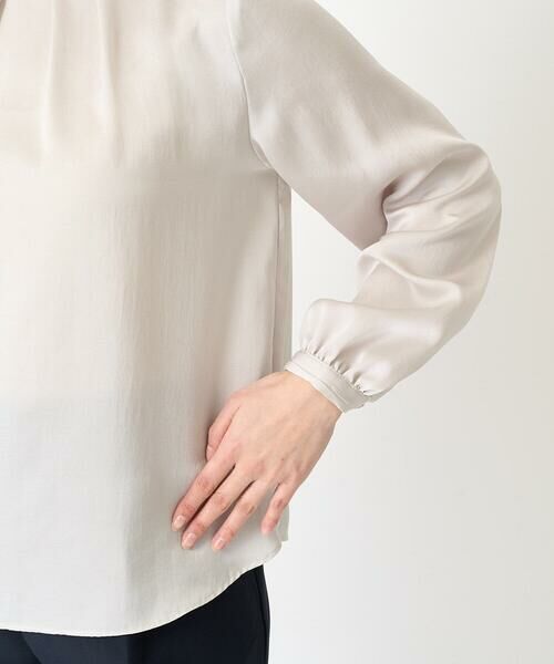 Maison de CINQ / メゾン ドゥ サンク シャツ・ブラウス | 【小さいサイズ】フリルネックデザインサテンワッシャーブラウス/洗える | 詳細10