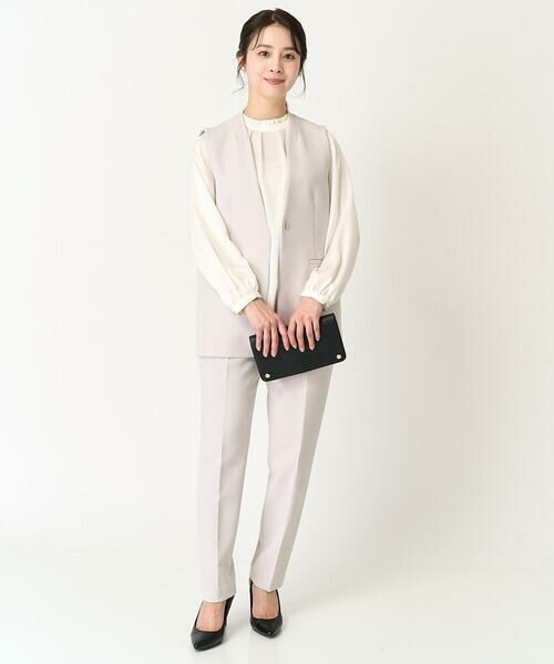 Maison de CINQ / メゾン ドゥ サンク シャツ・ブラウス | 【小さいサイズ】フリルネックデザインサテンワッシャーブラウス/洗える | 詳細14