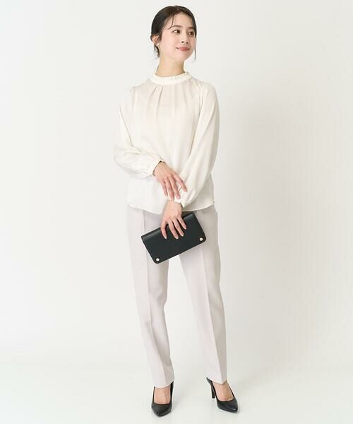 Maison de CINQ / メゾン ドゥ サンク シャツ・ブラウス | 【小さいサイズ】フリルネックデザインサテンワッシャーブラウス/洗える | 詳細17