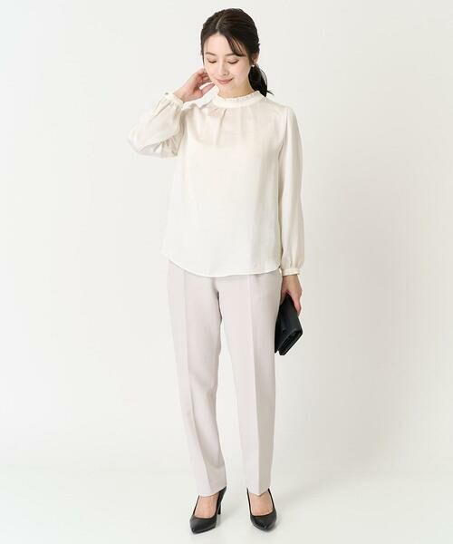 Maison de CINQ / メゾン ドゥ サンク シャツ・ブラウス | 【小さいサイズ】フリルネックデザインサテンワッシャーブラウス/洗える | 詳細18