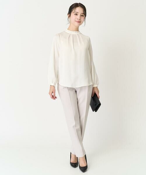 Maison de CINQ / メゾン ドゥ サンク シャツ・ブラウス | 【小さいサイズ】フリルネックデザインサテンワッシャーブラウス/洗える | 詳細19