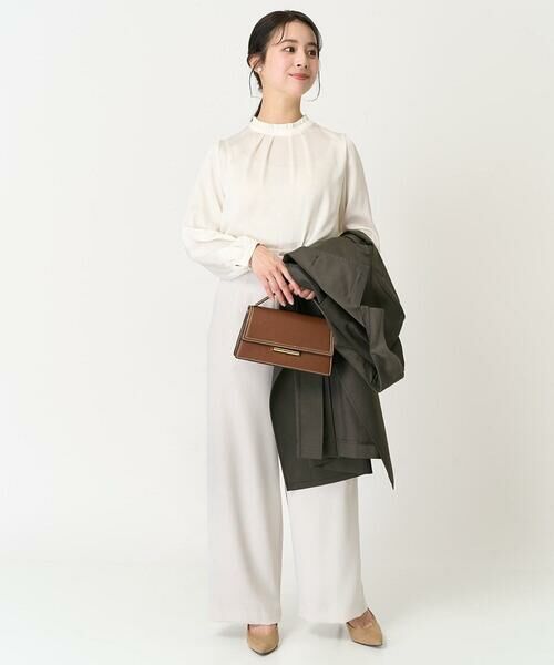 Maison de CINQ / メゾン ドゥ サンク シャツ・ブラウス | 【小さいサイズ】フリルネックデザインサテンワッシャーブラウス/洗える | 詳細23