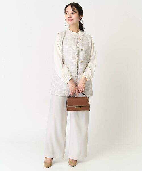 Maison de CINQ / メゾン ドゥ サンク シャツ・ブラウス | 【小さいサイズ】フリルネックデザインサテンワッシャーブラウス/洗える | 詳細25