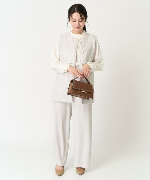 Maison de CINQ / メゾン ドゥ サンク シャツ・ブラウス | 【小さいサイズ】フリルネックデザインサテンワッシャーブラウス/洗える | 詳細26