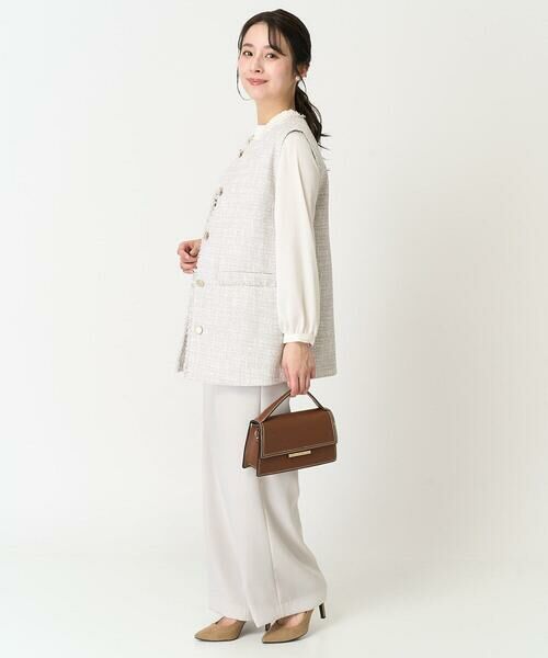 Maison de CINQ / メゾン ドゥ サンク シャツ・ブラウス | 【小さいサイズ】フリルネックデザインサテンワッシャーブラウス/洗える | 詳細27