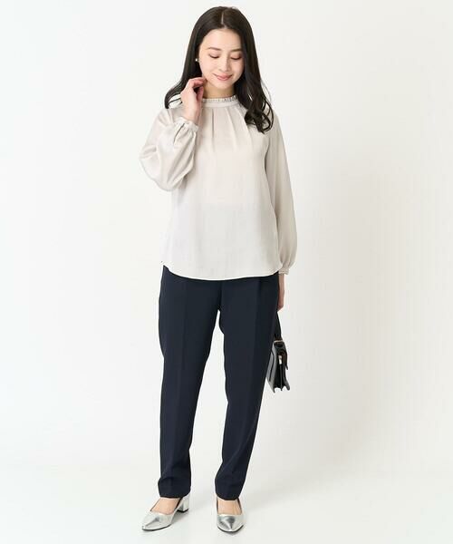 Maison de CINQ / メゾン ドゥ サンク シャツ・ブラウス | 【小さいサイズ】フリルネックデザインサテンワッシャーブラウス/洗える | 詳細29