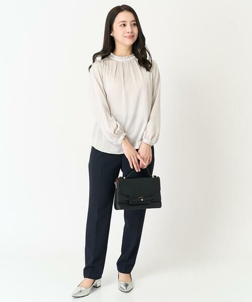 Maison de CINQ / メゾン ドゥ サンク シャツ・ブラウス | 【小さいサイズ】フリルネックデザインサテンワッシャーブラウス/洗える | 詳細30