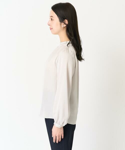 Maison de CINQ / メゾン ドゥ サンク シャツ・ブラウス | 【小さいサイズ】フリルネックデザインサテンワッシャーブラウス/洗える | 詳細6