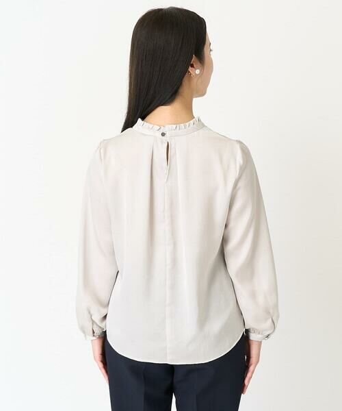 Maison de CINQ / メゾン ドゥ サンク シャツ・ブラウス | 【小さいサイズ】フリルネックデザインサテンワッシャーブラウス/洗える | 詳細7