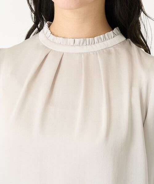 Maison de CINQ / メゾン ドゥ サンク シャツ・ブラウス | 【小さいサイズ】フリルネックデザインサテンワッシャーブラウス/洗える | 詳細9