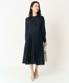 Maison de CINQ / メゾン ドゥ サンク ロング・マキシ丈ワンピース | 【小さいサイズ】ボウタイプリーツジョーゼットワンピース/洗える