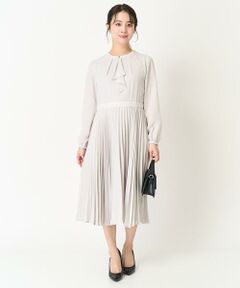 Maison de CINQ / メゾン ドゥ サンク ロング・マキシ丈ワンピース | 【小さいサイズ】ボウタイプリーツジョーゼットワンピース/洗える