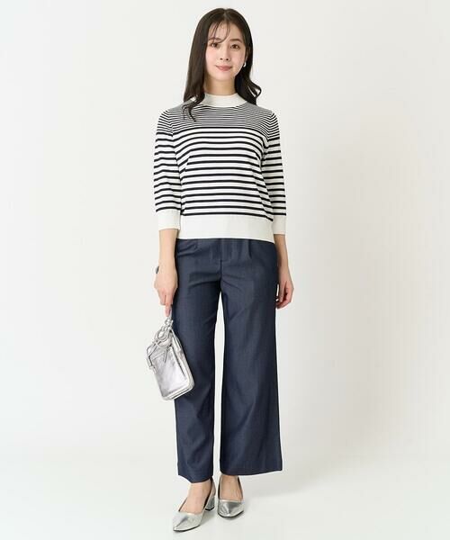 Maison de CINQ / メゾン ドゥ サンク ニット・セーター | 【小さいサイズ】ボーダー柄モックネック六分袖ニット/洗える | 詳細13