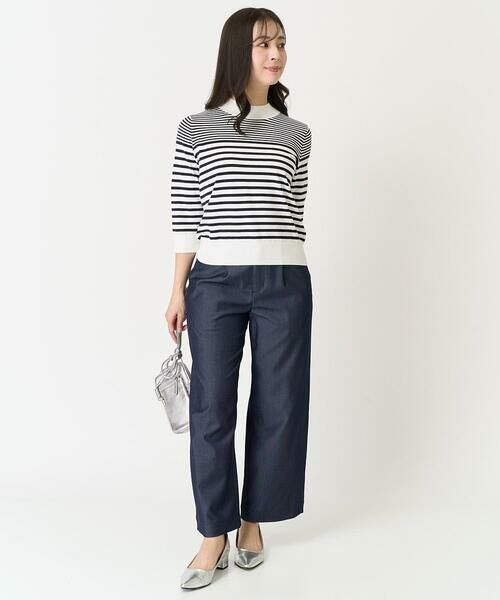 Maison de CINQ / メゾン ドゥ サンク ニット・セーター | 【小さいサイズ】ボーダー柄モックネック六分袖ニット/洗える | 詳細14