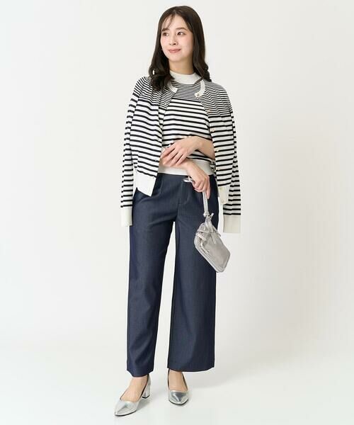 Maison de CINQ / メゾン ドゥ サンク ニット・セーター | 【小さいサイズ】ボーダー柄モックネック六分袖ニット/洗える | 詳細18