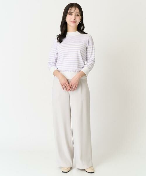 Maison de CINQ / メゾン ドゥ サンク ニット・セーター | 【小さいサイズ】ボーダー柄モックネック六分袖ニット/洗える | 詳細28