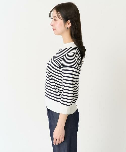 Maison de CINQ / メゾン ドゥ サンク ニット・セーター | 【小さいサイズ】ボーダー柄モックネック六分袖ニット/洗える | 詳細5