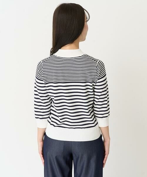 Maison de CINQ / メゾン ドゥ サンク ニット・セーター | 【小さいサイズ】ボーダー柄モックネック六分袖ニット/洗える | 詳細6