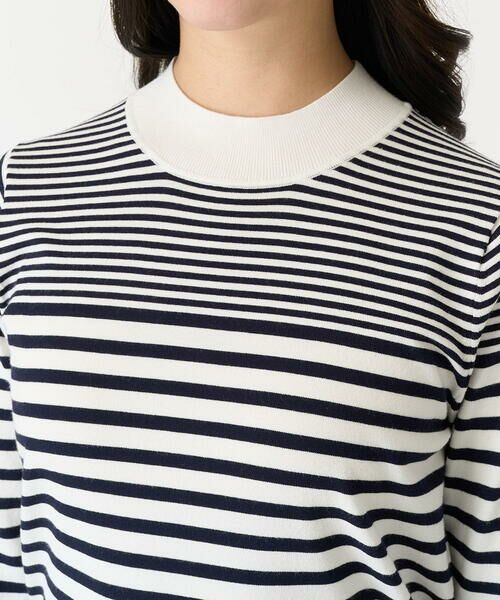 Maison de CINQ / メゾン ドゥ サンク ニット・セーター | 【小さいサイズ】ボーダー柄モックネック六分袖ニット/洗える | 詳細7