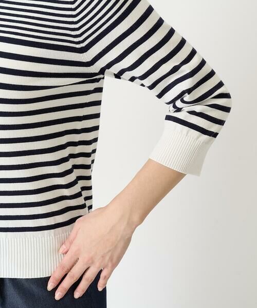 Maison de CINQ / メゾン ドゥ サンク ニット・セーター | 【小さいサイズ】ボーダー柄モックネック六分袖ニット/洗える | 詳細8