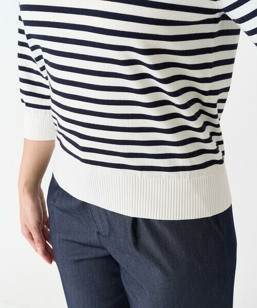 Maison de CINQ / メゾン ドゥ サンク ニット・セーター | 【小さいサイズ】ボーダー柄モックネック六分袖ニット/洗える | 詳細9