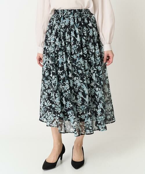 Maison de CINQ / メゾン ドゥ サンク ロング・マキシ丈スカート | 【小さいサイズ】花柄シフォンスカート/丈の長さが選べる/洗える | 詳細1