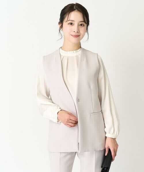 Maison de CINQ / メゾン ドゥ サンク ベスト | 【小さいサイズ】Vネックノーカラージレ/制菌加工/洗える | 詳細1