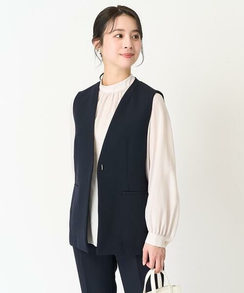 Maison de CINQ / メゾン ドゥ サンク ベスト | 【小さいサイズ】Vネックノーカラージレ/制菌加工/洗える | 詳細2