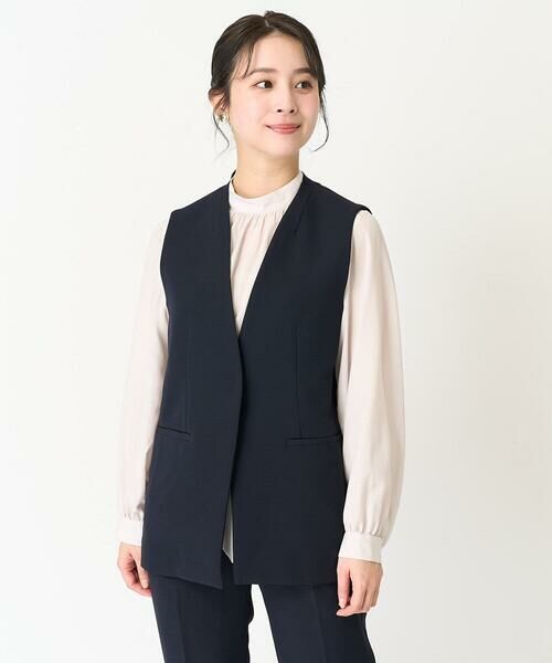 Maison de CINQ / メゾン ドゥ サンク ベスト | 【小さいサイズ】Vネックノーカラージレ/制菌加工/洗える | 詳細3