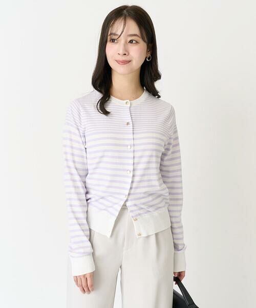Maison de CINQ / メゾン ドゥ サンク カーディガン・ボレロ | 【小さいサイズ】ボーダー柄クルーネックカーディガン/洗える | 詳細2