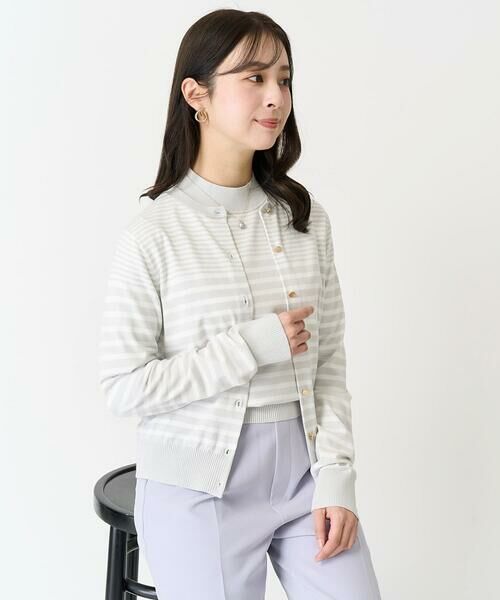 Maison de CINQ / メゾン ドゥ サンク カーディガン・ボレロ | 【小さいサイズ】ボーダー柄クルーネックカーディガン/洗える | 詳細3