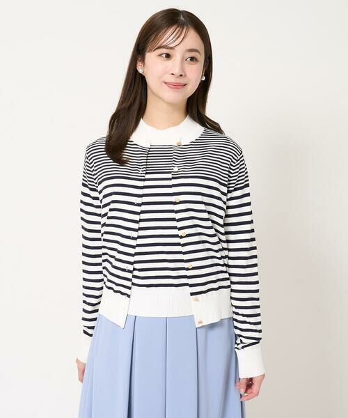 Maison de CINQ / メゾン ドゥ サンク カーディガン・ボレロ | 【小さいサイズ】ボーダー柄クルーネックカーディガン/洗える | 詳細4