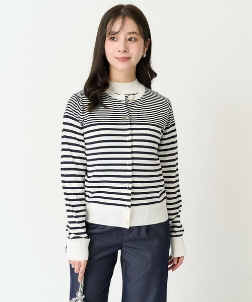 Maison de CINQ / メゾン ドゥ サンク カーディガン・ボレロ | 【小さいサイズ】ボーダー柄クルーネックカーディガン/洗える | 詳細5