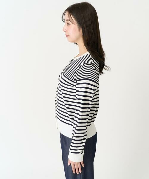 Maison de CINQ / メゾン ドゥ サンク カーディガン・ボレロ | 【小さいサイズ】ボーダー柄クルーネックカーディガン/洗える | 詳細7