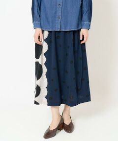 Maison de CINQ / メゾン ドゥ サンク ロング・マキシ丈スカート | [日本製]ウール混ドットジャガードスカート