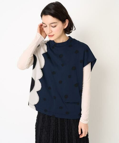 Maison de CINQ / メゾン ドゥ サンク カットソー | [日本製]ウール混ドットジャガードカットソー | 詳細1