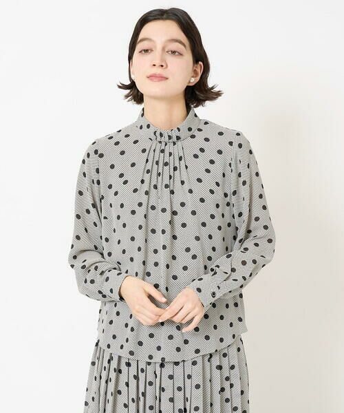 Maison de CINQ / メゾン ドゥ サンク シャツ・ブラウス | [セットアップ対応]ドットオンチュールバンドカラーブラウス（ブラック）