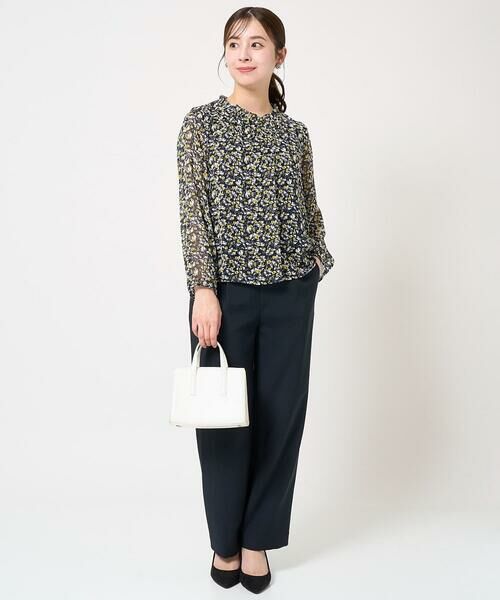 Maison de CINQ / メゾン ドゥ サンク シャツ・ブラウス | 【小さいサイズ】ギャザーフリルネック花柄シフォンブラウス/洗える | 詳細14